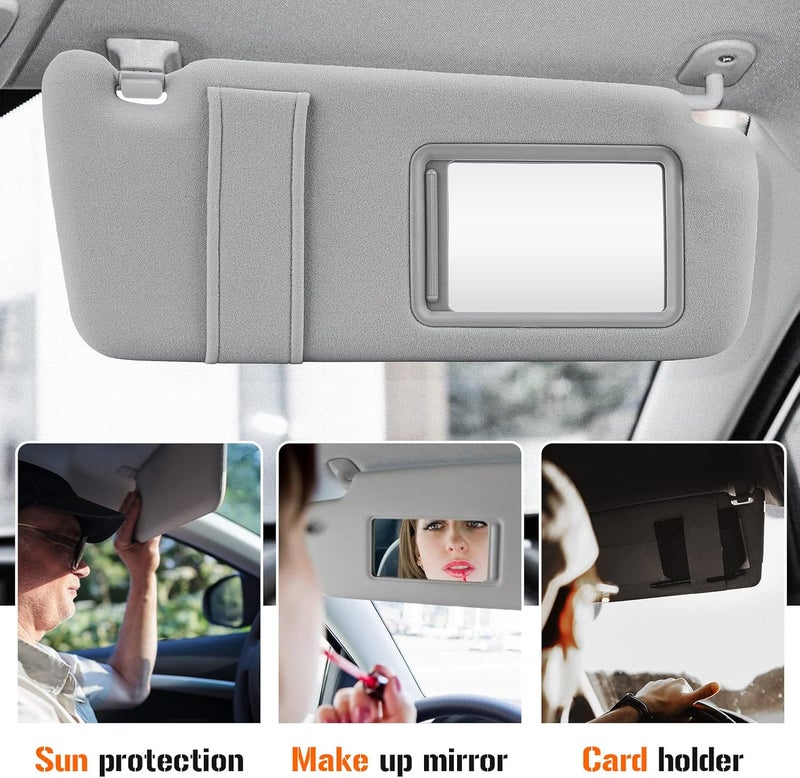 AEagle Sun Visor with Light for 2009-2016 Toyota Venza with Sunroof, Right Passenger Side Gray Sunvisor Replacement 74320-0T021-B1 - Image 4